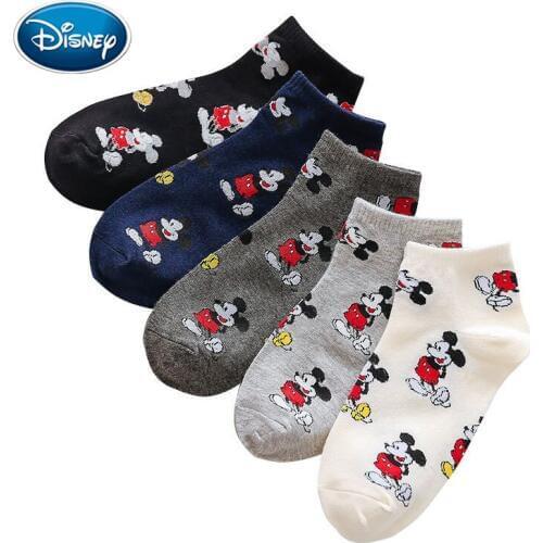 Disney 1Pair Girl Mickey Socks Fashion Cartoon Novelty Warm Mouse Short Socks Wild Comfortable Breathable Cotton Sokken