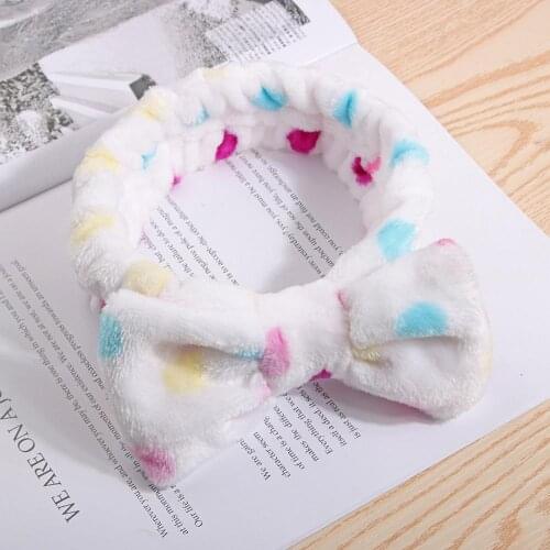 Shower Bowknot Headbands Head Wraps Elastic Hair Bands Flannel Cosmetic Headbands Washing Face Shower Spa Hair Band Makeup Tools