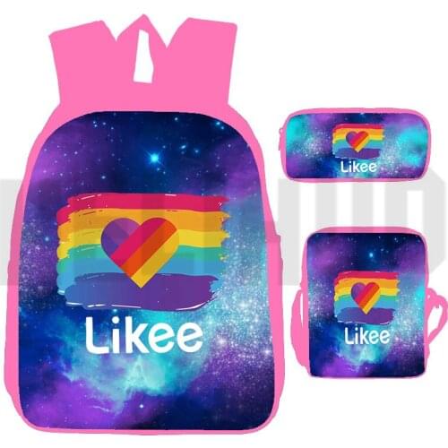 Hot 3D Like Video App Schoolbags Likee Backpack Pink Russia Style Travel Backpack Anime Bag Teenager Girls 3 Pcs/Set Backpack