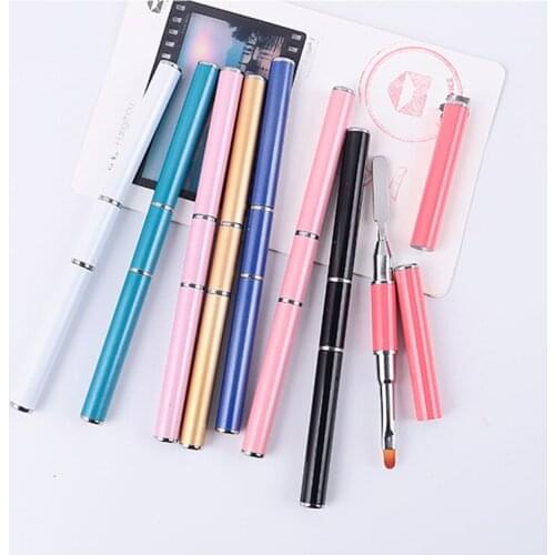 Professional 1Pcs Nail Brush Pen Acrylic UV Gel Nails Art Pencil Flat Painting French Manicure Tools Double Head Nail Brush Pen