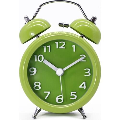 Classic 3inch Double Metal Bell Alarm Clock Desk Table Loud Non-ticking Bedside Alarm Clock with Night Light PI669