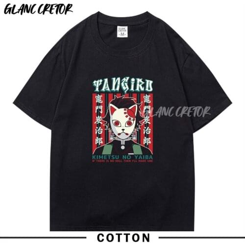 Harajuku Cool Anime Kimetsu no Yaiba T Shirt Men Short Sleeve Manga Graphic Tshirt Cotton T-shirt Tee Tops Clothing
