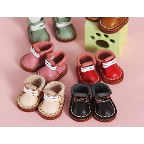 OB11 doll shoes are suitable for 1/12 size GSC plain P9 size versatile flats lace-up leather shoes doll accessories