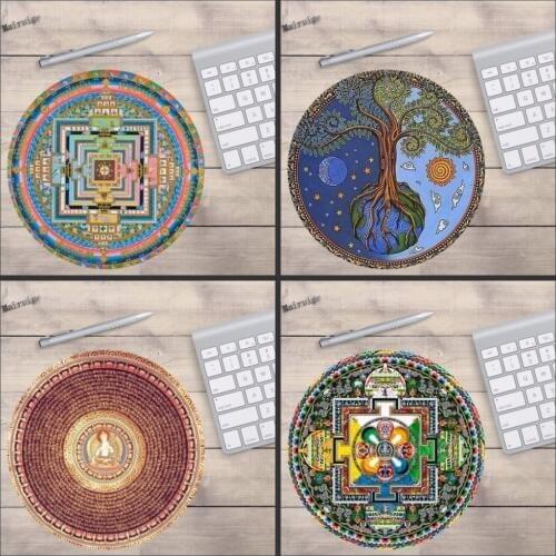 Mairuige Custom Support Designed Mouse Pad With Mandala Pattern Fashion Design Circular Mousepad With Rubber 20cm by Mouse Pads
