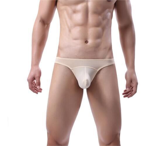 Multicolor Men Sexy Underwear Shorts Solid Underpants Pouch Soft Ice Silk Briefs Panties brazilian panties Comfortable thong T3