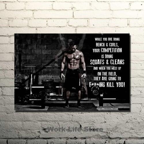 Bodybuilding Motivational Quote Art Silk Posters and Prints Gym Room Decor Fitness Sports Picture Canvas painting Wall Art