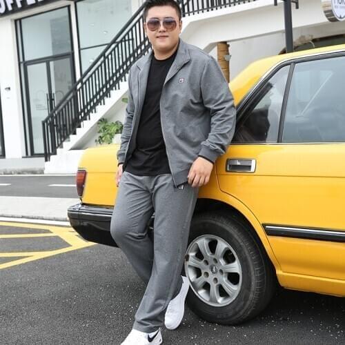 Mens Spring Oversize 2 Piece Tracktsuit Male Solid Color Stand Collar Top +Pants Casual Loose Sportswear Gym Jogger Sports Suit