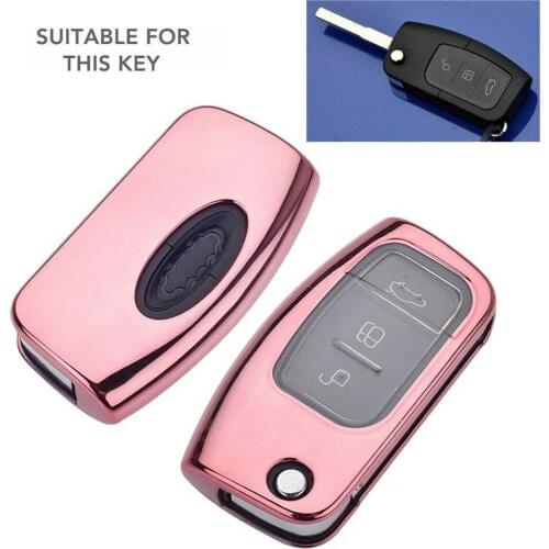 Remote Key Chain Replacement Replaces Rose Gold Soft TPU 3 Button Case