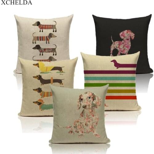 Pillow Case Animal Pillowcase Dog Funny Cute Dachshund Farmhouse Home Decoration fur Linen Cushion Cover 45*45 40*40