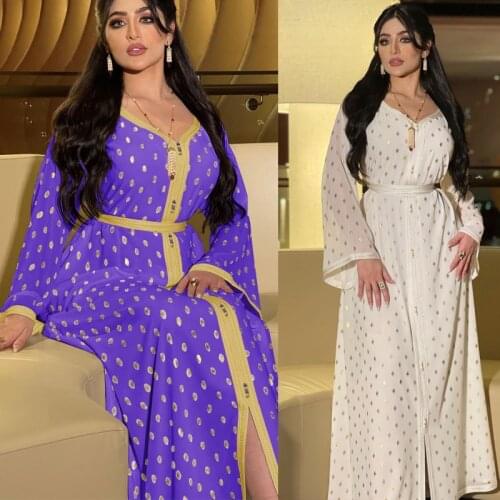 Newest Two Pieces Muslim Dress Suits Djellaba Muslim Robe Sets Abaya Syari Female Evening Gown Abaya Worship Service Abayas WY22