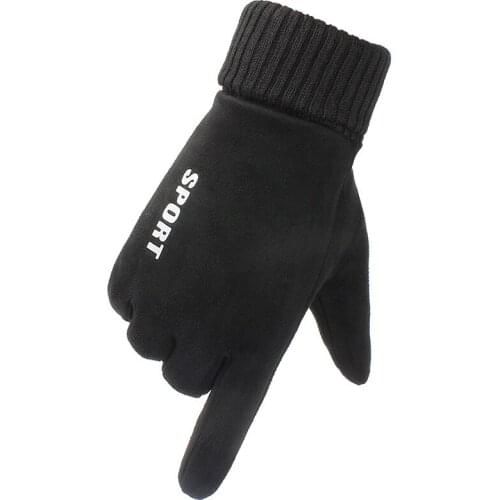 New Men and Women Winter Plus Velvet Warm Gloves Suede Outdoor Sports Cycling Ski Windproof Non-Slip Touch Screen Gloves