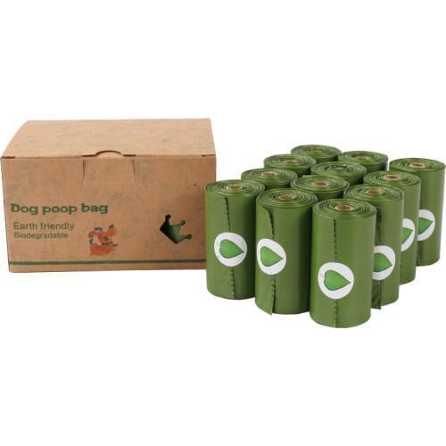 12rolls 180pcs Biodegradable Dog Poop Bags Eco-Friendly Pet Waste Dispenser Outdoor Carrier Pet Poop Bags Dog Walking Supplies