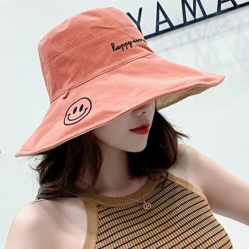 Double-side Letter Fisherman Hat For Women Summer Colorful Embroidery Collapsible Bucket Hat Korean Style Statement Panama Hat