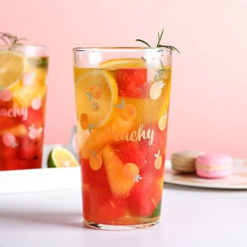 Peach Glass Simple Style Home Heat-resistant Cute Girl Water Cup Milk Juice Large Capacity Cup