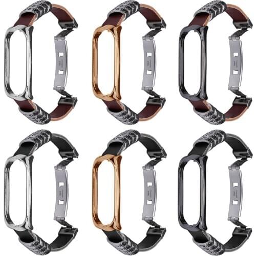 Leather Strap For Xiaomi Mi Band 5 Retro Replacement Wrist Band Butterfly Clasp Embossed Wrist Strap For Xiaomi 5 NFC Watch