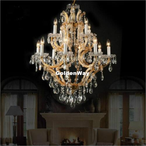 Luxurious Crystal Maria Theresa Chandelier Clear Golden D75cm H95cm12L LED Clear Crystal Chandelier Light Lustre Home Decoration