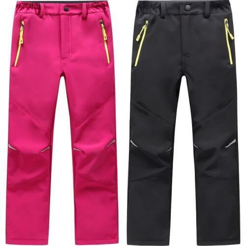 Winter Autumn Outdoor Children Trousers Quick-drying Soft shell Waterproof Pants Boys Girls Windproof Keep Warm Skiing Pants