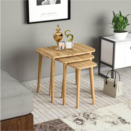 Modern 3'lü Zigon coffee table Wood Pedestal Atlantik Pine coffee tables table basse furniture living room table
