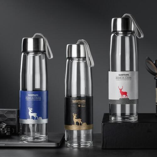 Glass Water Cup Glass Water Bottle Running Portable Water Cup Botellas De Plastico Para Jugoglass Tea For Separating Cup FF70P