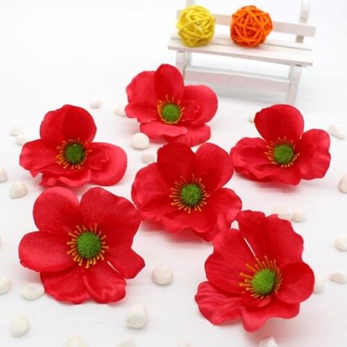 WedFavor 100pcs 7cm Silk Poppy Artificial Flower Heads For Wedding Decoration DIY Wreath Scrapbooking Hat Corsage Flowers