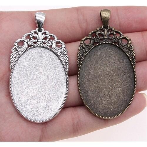 WYSIWYG 3pcs 30x40mm Inner Size 60x32mm Outer Size Vintage Antique Bronze Antique Silver Color Alloy Cameo Cabochon Base Setting
