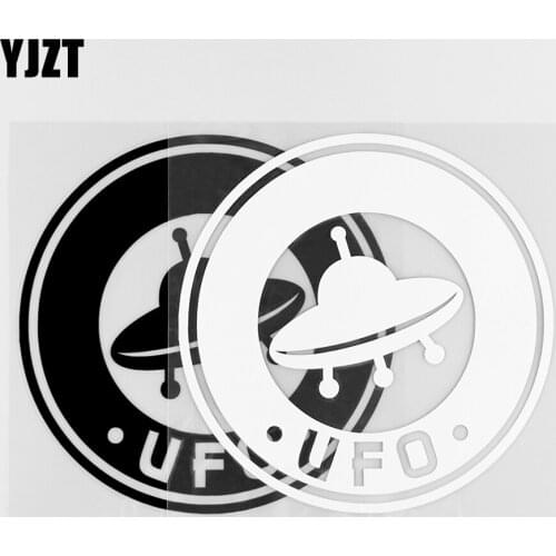 YJZT15X15CM UFO Vinyl Decals Car Stickers Funny Decor Flying Saucer Black / Silver 10A-0134