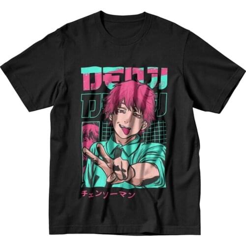 Funny Chainsaw Man T Shirt Men Cotton Tshirt Streetwear Tee Tops Short Sleeves Anime Manga Aki Hayakawa Denji T-shirt Clothing