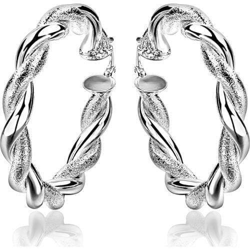 Free Shipping Fashion 925 Sterling Silver Jewelry Creative Twist Earrings Womens Accessories Accessories Hip Hop Rock Wind