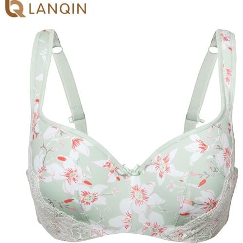 Plus Size Women Lace Bra Smooth Lightly Lined Underwire Full Figure Balconette Bralette 34-44 B C D DD E