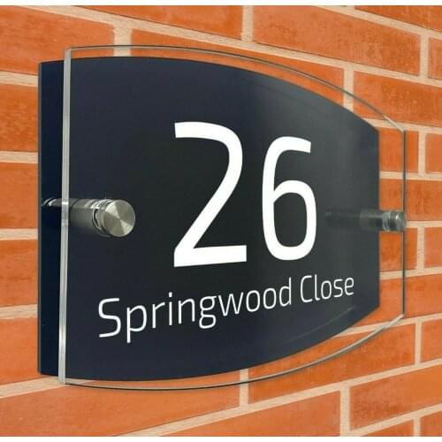 House Sign Wall Gate Door Number Street Name Plaques Acrylic Stylish Dual Layer