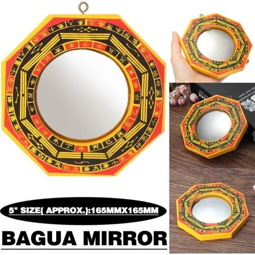 1PC Chinese Style Feng Shui Bagua Mirror Wooden Frame Convex Concave For Home Auspicious Blessing Decoration