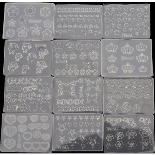 12Pcs Mini Nail Art Silicone Mold Leaves Flower Animals Template Epoxy Resin Molds Kit