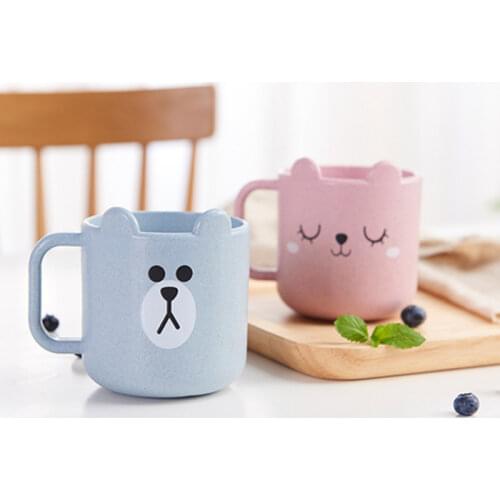 180ml Wheat Straw Cartoon Creative Cute Bear Non-slip Childrens Water Milk Cup Baby Student Mouthwash Creative Gift Wholesale