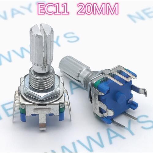 20Pcs Rotary Encoder,Code Switch/Ec11/ Audio Digital Potentiometer With Switch,5Pin, Handle Length 20Mm