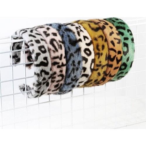 2021 Fashion Leopard Hair Bands Headband Rabbit Fur Hair Band Leopard Hair Hoop Plush Hair Band For Women Hair Accessories
