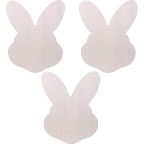 3Pcs/Pack Wooden Rabbit Head Cutouts Blanks Easter Bunny Unfinished Slices Chips for Scrapbooking DIY Art Craft Projects