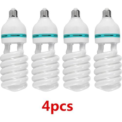 4pcs 150 135 45 Watt 5500K High Bright Photography Daylight Fluorescent Lighting Bulbs E27 Base For Softbox Photographic Photo