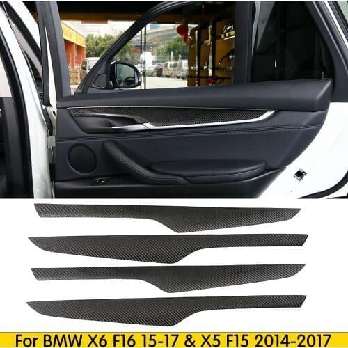 4x 100% Real Carbon Fiber Inner Door Strip Panel Cover Trim For BMW X6 F16 15-17 & X5 F15 2014-2017