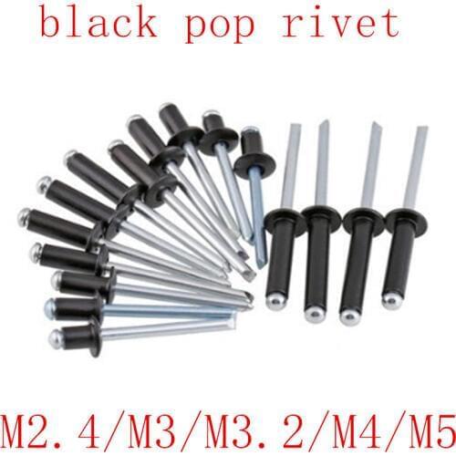 50PCS/30PCS/20PCS M2.4 M3 M3.2 M4 M5 M6 black Aluminium Mushroon Head Break Mandrel Blind Rivets Nail Pop Rivets