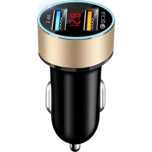 Auto Accessories Dual USB Digital Display Car Charger Portable Car Cigarette Lighter With LED Display Car Charger