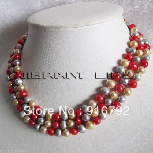 Free shipping >>>>>50" 6-8mm Multi Color Freshwater Pearl Necklace Gray Champagne Red Jewelry