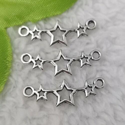 Free Ship 560 pcs Antique Silver star connectors 25x9mm