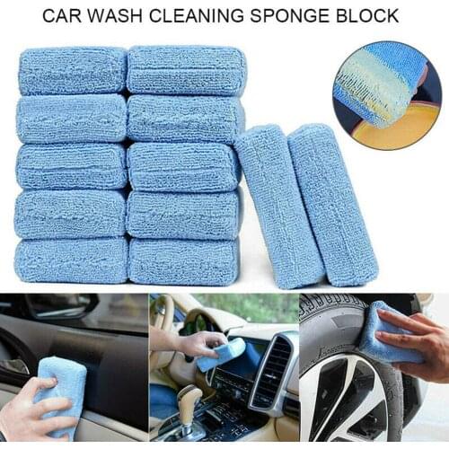 .12pcs Microfiber Car Wash Cleaning Waxing Polishing Block Blue Premium Sponge