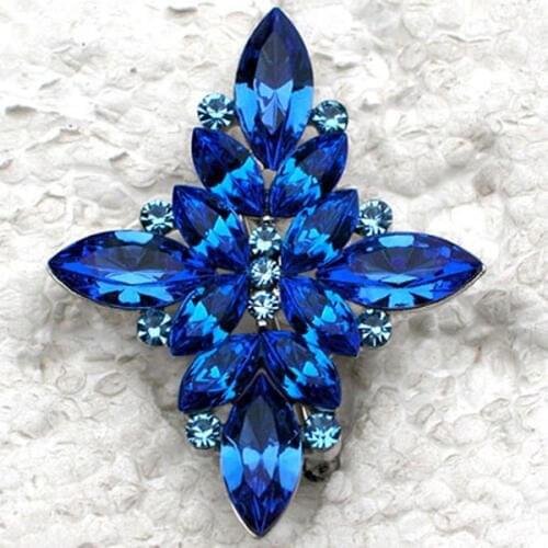Brooch pendant Blue Marquise Rhinestone Flower Pin brooches Party Jewelry gift C182 B