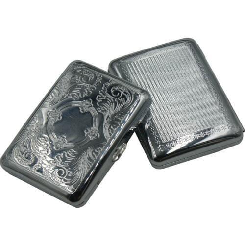 Stainless Steel Cigarette Case 20 Cigarette Case Storage Holder Container Pocket Size With 2 Clips,Pattern Random