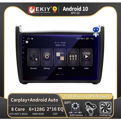 EKIY 9'' IPS Android Car Radio Multimedia NO 2 Din Video Player Navigation GPS Android 9.0 For Volkswagen POLO Sedan 2014-2015
