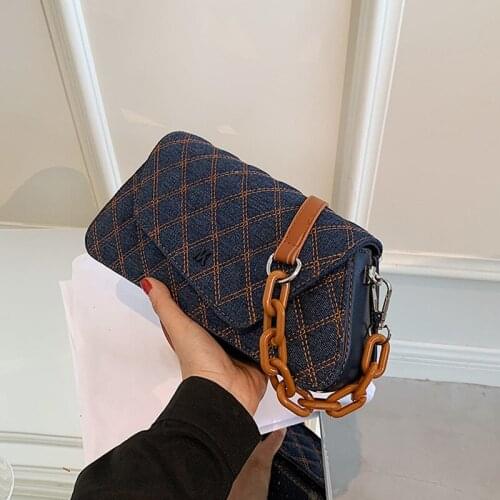 French Womens Bags 2021 New Fashion Messenger Bag Blue Rhombus Shoulder Bag Simple Small Bag Ladies Handbags Kabelka