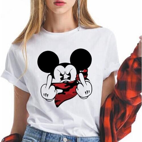 Basic Disney Masked Mickey Mouse T Shirt Women Summer New Oversized Tees Casual Loose Tshirt O Neck Female Tops Dropship