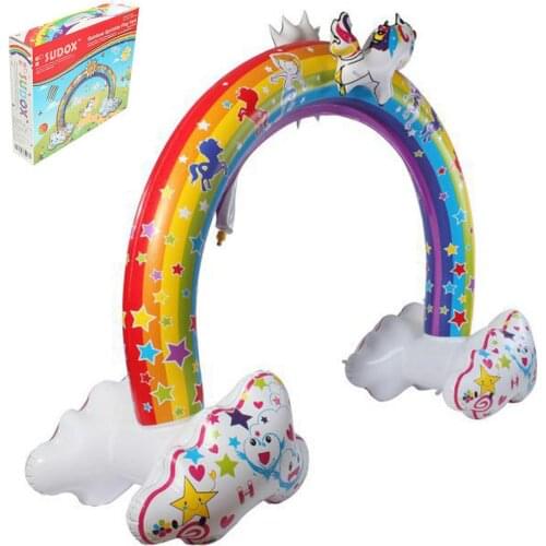 New Ginormous Rainbow Cloud Yard Sprinkler Giant Inflatable Archway Lawn Beach Outdoor Toys For Child Adult Baby Games Center