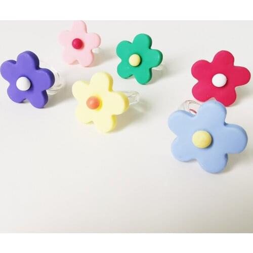 Lost Lady New 2021 Flower Resin Rings Cute Multicolor Finger Rings for Girls Women Jewelry Gift Party Accessories